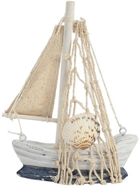 Zeilboot met Deco Schelp of Zeester Maritiem 11x9x2,2 cm