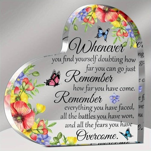 Hart van Epoxy met Bloemen Whenever you find yourself doubting how far you can go 10*1 cm 
