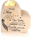 Houten hart voor waxine of kleine ledkaarsen My Angel Mom 