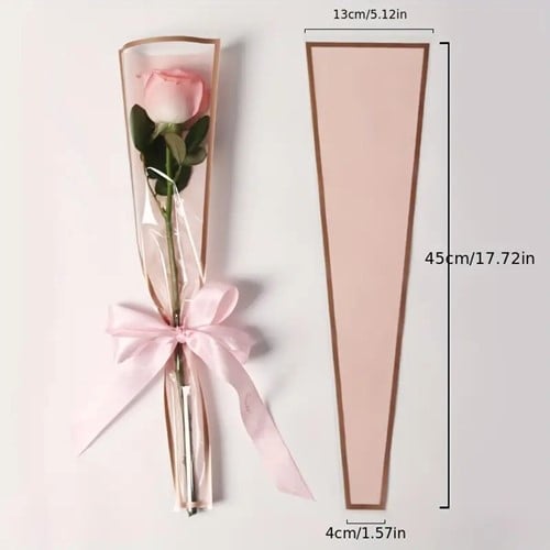 Hoes enkele bloem Roze met gouden streepje ca. 20 stuks