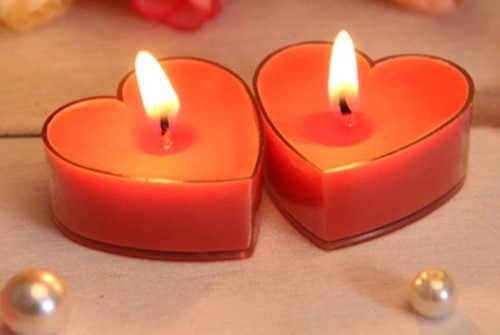 Waxinelichtjes set Kunststofcupjes Hartvormig 20 stuks + 20 lontjes + 20 stickers