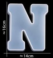 Siliconenmal Letter N voor Epoxy resin, zeep en kaarsen 16 cm per stuk