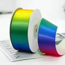 Dubbelsatijn lint dubbelzijdig Regenboog kleurrijk 40 mm per 2 meter