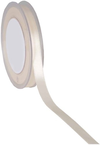 [A-023292] Dubbelsatijn lint Off White 10 mm rol 25 meter