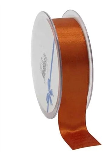[A-023302] Dubbelsatijn lint Koper 25 mm rol 25 meter