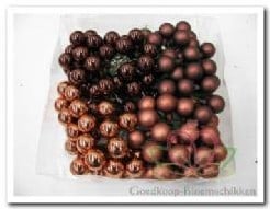 [A-006540] Balletjes op draad Bruin combi 2 cm doos 144 stuks