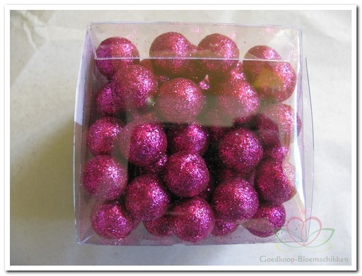 [A-007749] Glitterballetjes kerstballetjes 537 Paars 15 mm doosje