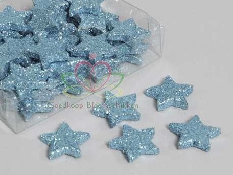[A-008946] Glittersterren Skyblue 25 mm doosje 