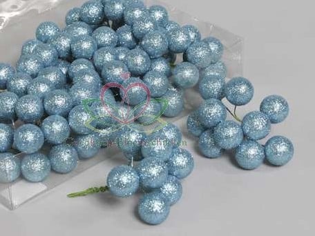 [A-008954] Glitter Kerstballen Skyblue 25 mm doosje 12x10 stuks