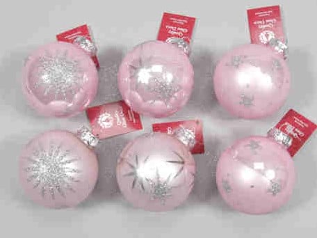 [A-014376] Kerstballen glas Powder Pink 12 stuks