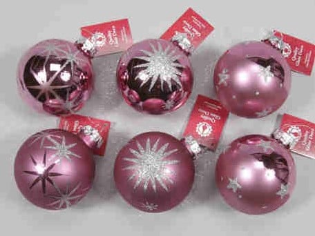 [A-014377] Kerstballen glas Heather 12 stuks