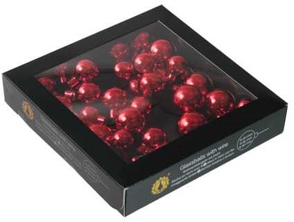 [A-027038] Kerstballen glas Rood shiny glans 20 25 30 mm 6 bundels van 6 = 36 stuks