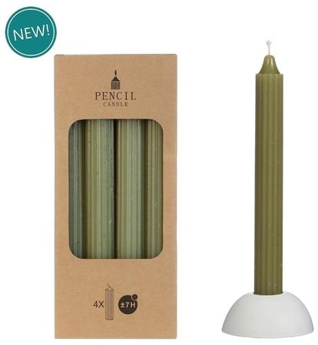 [A-023523] Kaarsen Pencil Mosgroen 20 cm Ø2,2 set 4 stuks