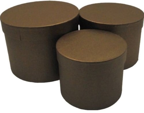 [A-025757] Bloemendoos Set van 3 rond Bruin flowerbox cadeau doos