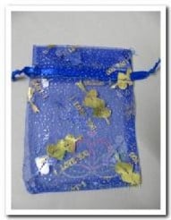 [A-004327] Cadeauzakje giftbag Organza I Love You Blue 7x9 cm