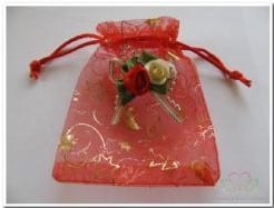 [A-004545] Cadeauzakje giftbag Organza Luxerood Corsage 9x13 cm