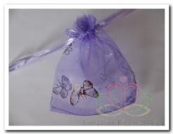 [A-005341] Cadeauzakje giftbag Organza Butterfly Lila Zilver 7x9 cm