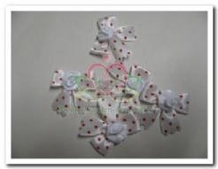 [A-004070] Satijn roos strik Wit Pretty Polka Dot 5 stuks