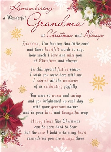 [A-023656] Rouwkaart herdenkingskaart A Wonderful Grandma Christmas & Always 16.5 x 12 cm 