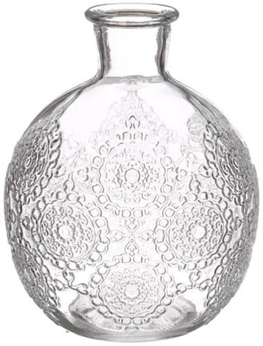 [A-025951] Gekleurd Glazen Flesje Bologna Vaasje Kandelaar Clear Ø9,5 cm H12 cm per stuk