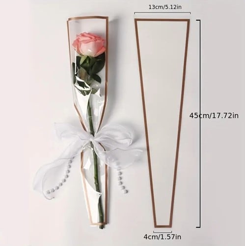 [A-027346] Hoes enkele bloem Wit met gouden streepje ca. 20 stuks