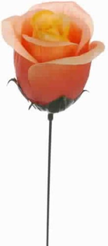 [A-012434] Zijden Roosjes Bud Oranje op draad per stuk