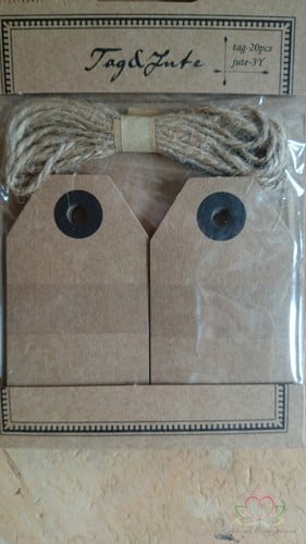[A-010350] Labels en jute 4,5x7,5 cm zak 20 stuks