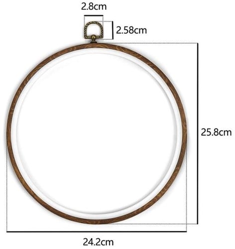 [A-023788] Brocante Houten Borduurring Rond met stelschroef 26 cm per stuk