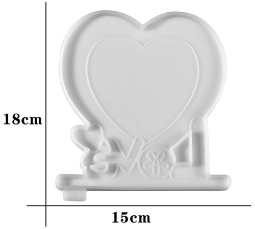 [A-024343] Siliconenmal Fotolijstje Love met hartje Epoxy resin 16 cm per stuk