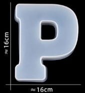 [A-024392] Siliconenmal Letter P voor Epoxy resin, zeep en kaarsen 16 cm per stuk