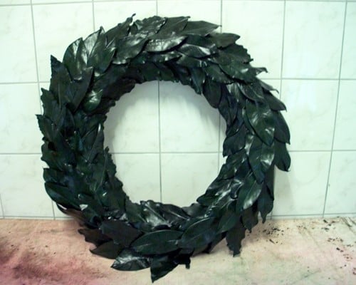 [A-027933] Bladkrans Geprepareerd Magnoliablad Groen Herdenkingskrans 80 cm 